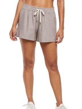 Athletic Shorts WomensTaupe Gray Geometric Lightweight Workout Running Gym Sz L